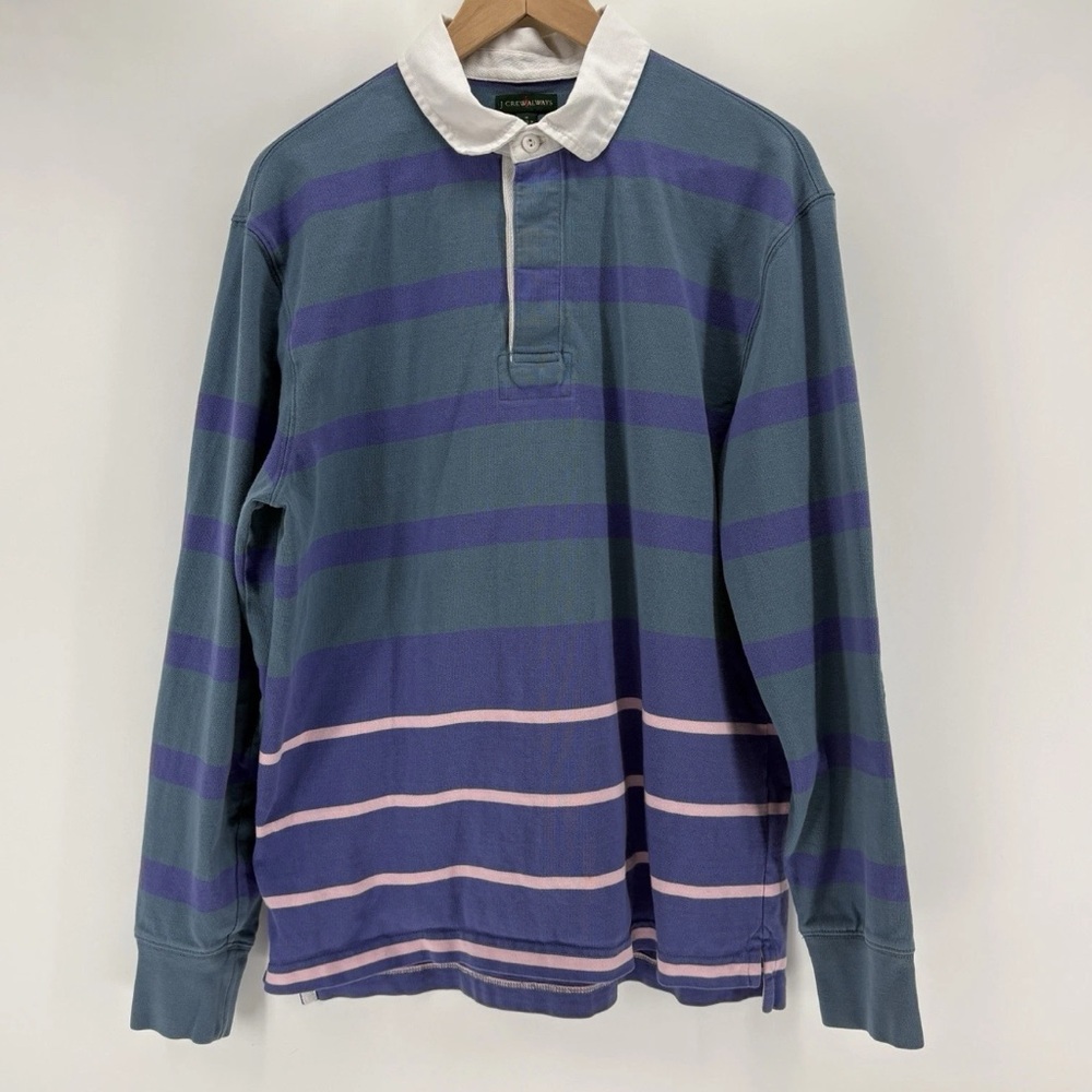 J.Crew Rugby Shirt Mens Medium Striped Vintage Oarsman Long Sleeve Polo